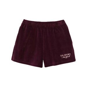 Sporty and Rich Logo Embroidered Velvet Shorts In Red